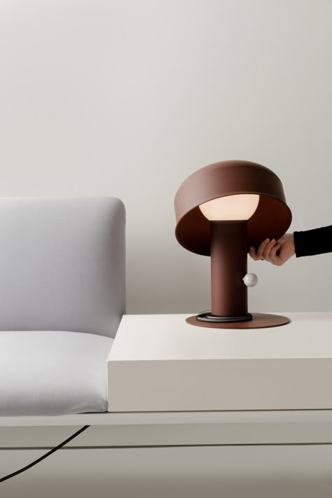 Adjust the Pivot Table Lamp as You Would a Hat on Your Head - Design Milk Cowgirl Apartment, 3d Printed Lamp, Wire Table, Wireless Light, Pivot Table, Table Lamp Design, White Table Lamp, Desk Light, Luminaire Design