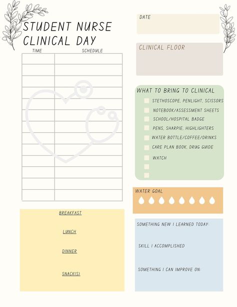 RN Nursing Student Daily Planner (Clinical/Classroom) (DIGITAL) #collegeorganizationplanners💥. postitmenuplanner #printableplanners📕 Study Planner Ideas, Stay Organized At Work, Homeschool Student Planner, Nursing Planner, Study Planner Free, Nurse Planner, Student Daily Planner, Organized At Work, Student Weekly Planner