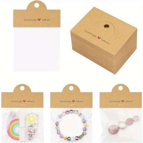 Handmade Jewelry Display, Jewelry Packaging Bags, Jewelry Display Cards, Craft Packaging, Brown Jewelry, Bag Display, Bracelet Display, Packing Jewelry, Transparent Bag