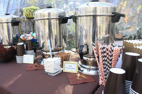 Hot Chocolate and Apple Cider bar Hot Chocolate And Apple Cider Bar, Cider Bar Wedding, Apple Cider Bar Wedding, Cider Stand, Cocoa Stand, Apple Cider Bar, I Want Chocolate, Hot Cocoa Stand, Cider Bar