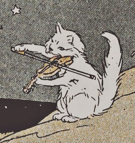 Aesthetic Cartoon, Cats Aesthetic, Cat Playing, Violin, A Cat, Stars