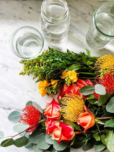 How to Host a Flower-Arranging Party for Friends | Most Lovely Things Flower Arranging Party, Homemade Lemon Bars, Small Candle Holders, Flower Bar, Flower Arranging, Beautiful Flower Arrangements, Floral Foam, Wholesale Flowers, Trader Joe's