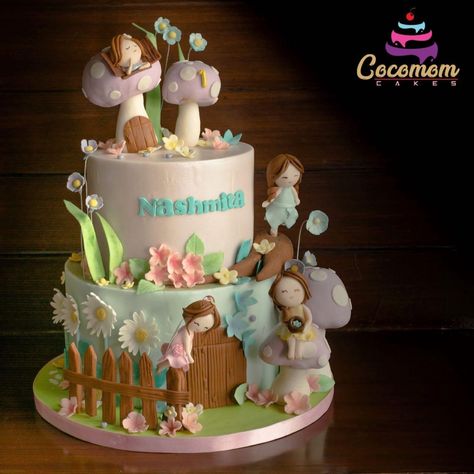 Fairy Tale Cake, First Bday Cake, Album Cake, Garden Birthday Cake, First Bday, Enchanted Fairy, Enchanted Fairies, 3rd Birthday Cakes, Fairy Cake