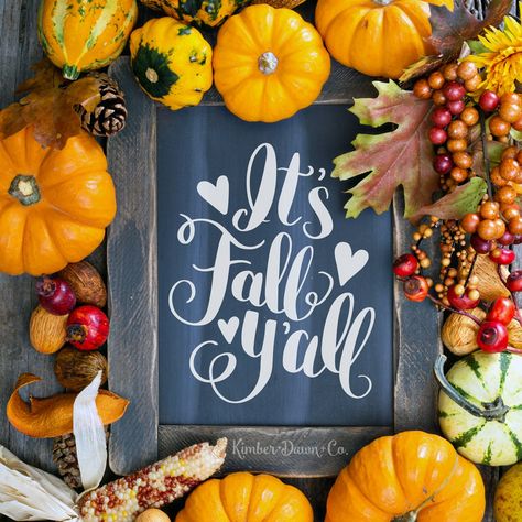 It's Fall Yall - Free Cut File for Silhouette CAMEO + Cricut crafts Glass Etching Projects, Its Fall Yall, Free Silhouette Cut Files, Fall Brunch, Freebie Friday, Its Fall, Fall Yall, Diy Wood Signs, Free Cut Files