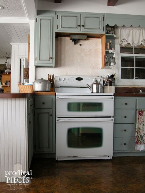 Farmhouse Boho Kitchen, Redo Kitchen Cabinets, Double Oven Range, Redo Cabinets, Boho Kitchens, House Remodeling, Kitchen Oven, Farmhouse Boho, Stove Oven