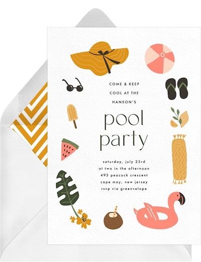 Make a Splash With These 14 Pool Party Ideas for Adults Pool Invitations, Pool Party Ideas For Adults, Pool Party Decor, Pool Party Ideas, Party Ideas For Adults, Text Message Invitations, Traditional Invitation, Send Text Message, Pool Party Decorations