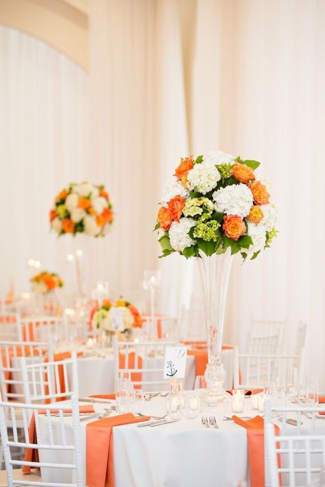 Orange Table Decor, Tangerine Wedding, Orange Wedding Decorations, 70th Birthday Party Ideas, Autumn Reception, Orange Weddings, Plates Design, Wedding Orange, Nautical Wedding Theme