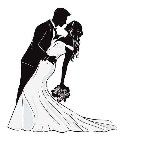 Silhouette of bride and groom for background Couple Illustration Wedding, Bride Silhouette, Bride And Groom Silhouette, Wedding Invitation Vector, Wedding Icon, Birthday Background Images, Bride Pictures, Couple Silhouette, Gatefold Cards