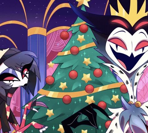 Helluva Boss Christmas, Stolas And Octavia, Christmas Pfps, Hotel Artwork, Boss Christmas, Boss Wallpaper, Fantasy Couples, Gay Aesthetic, Alastor Hazbin Hotel