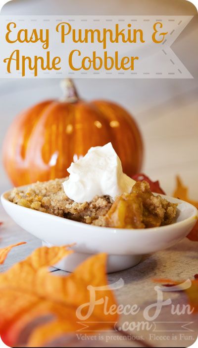 So easy and your house smells wonderful while it's baking! Foodie Friday: Easy Pumpkin Apple Cobbler ♥ Fleece Fun Cobbler Apple, Cobbler Easy, Apple Pumpkin, Foodie Friday, Apple Cobbler, Pumpkin Apple, Pumpkin Seasoning, Pumpkin Dessert, Easy Pumpkin