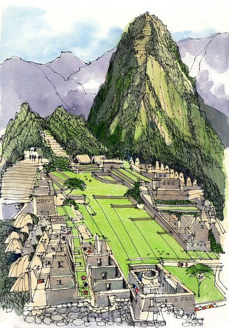 Machu Picchu | Sketched on location in the Peruvian Andes. T… | Flickr James Richards, Travel Sketchbook, Architectural Sketches, Urban Sketches, Urban Sketch, Cusco Peru, Travel Sketches, Architectural Sketch, Travel Journals