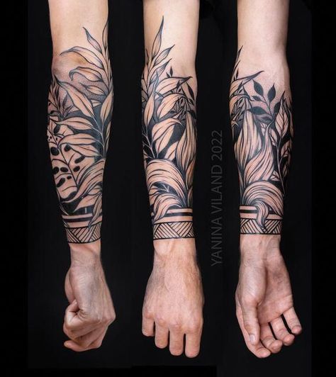 #BaddieTats #ArmSleeveInk #EdgyTattooDesigns #SleeveTattooIdeas #TattooInspiration #BaddieInkArt #BoldArmTattoos #TattooStyle #InkLovers #ArmSleeveTattoos #TrendyTats #TattooArtistry #InkInspo #BaddieAesthetic #BodyArtTrends Tropical Tattoo Sleeve For Men, Mens Floral Forearm Tattoo, Leafy Floral Sleeve Tattoo, Japanese Leaves Tattoo, Tropical Forest Tattoo, Arm Plant Tattoo, Leaves Tattoo Men, Botanical Tattoo Sleeve Black, Black Out Flower Tattoo