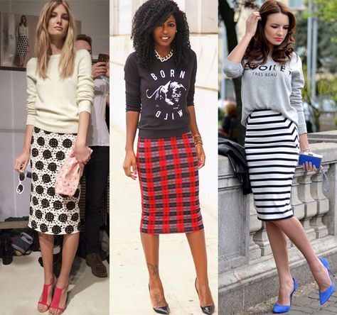 Sloan Sweater Pattern and P4P High waisted Pencil or Sybil Illusion Pencil Pencil Skirt Outfits Casual, Pencil Skirt Work, Skirt Diy, Pencil Skirt Casual, Pencil Skirt Outfits, Pencil Skirt White, Striped Skirt, Pencil Skirts, Business Outfit