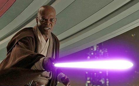 Star Wars: Samuel L. Jackson thinks Mace Windu is still alive Mace Windu Lightsaber, Purple Lightsaber, Jar Jar Binks, Star Wars Villains, Mace Windu, Райан Гослинг, Dark Vador, Felicity Jones, Donald Glover