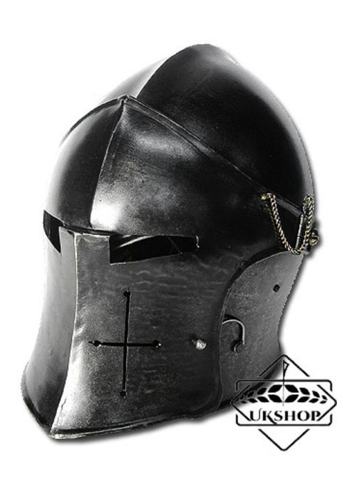 This Helmet is made from High quality 18 Gauge Mild steel Circumference: 26 inches (Approx.) Inner Diameter: Front to back 9 inches (Approx.) Ear to Ear: 8 inches (Approx.) Material: solid steel Theme: Medieval Size: standard size, fits almost all adults It is used for re-enactment. Best gift for Antique lovers. Use this Helmet as a great Halloween Costume Made from Iron steel with adjustable buckles, (you can adjust size as per your fitting) Barbute Helmet, Lion Armor, Knight Mask, Helmet Knight, Armour Helmet, Crusader Helmet, Soldier Helmet, Helmet Tattoo, Knight Helmet