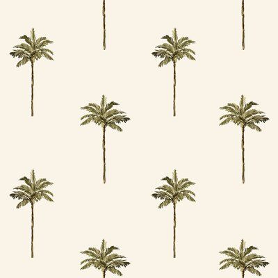 With petite palm trees printed all over in staggered rows, this botanical peel and stick wallpaper has a free-spirited yet structured impact. An off-white background, the muted green tones of the trees, and an artistic rendering effect give this removable wallpaper a rich appearance that complements sleek, metal-lined spaces and richly textured bohemian settings with equal aplomb. Size: 24" W x 102" L | WallsByMe Green Palm Tree Peel & Stick Removable Wallpaper Panel Vinyl in White, Size 8.5 Botanical Peel And Stick Wallpaper, Hawaiian Background, Palm Background, Palm Tree Wallpaper, Palm Tree Background, Autumn Phone Wallpaper, Palm Tree Decorations, Wallpaper Tile, Palm Trees Wallpaper