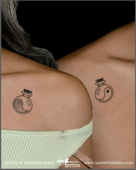 Sam Tattoo, Partner Tattoos, Yin Yang Tattoo, Yang Tattoo, Winning Tattoo, Matching Sister Tattoos, Yin Yang Tattoos, Friendship Tattoos, Matching Tattoo