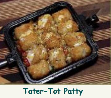 Pie Iron Tator Tot Patty Pie Iron Cooking, Pudgy Pie, Pie Iron Recipes, Pie Iron, Tator Tots, Iron Recipes, Dutch Oven Cooking, Camping Grill, Camping Stuff