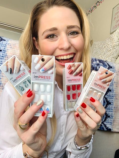 ImPRESS Nail Review - The Best Press-On Nails! Target Stick On Nails, Best Peel And Stick Nails, Stick On Nails Designs Short, Impress Color Nails, Best Short Press On Nails, Extra Short Press On Nails, Stick On Gel Nails, Fake Press On Nails Short, The Best Press On Nails