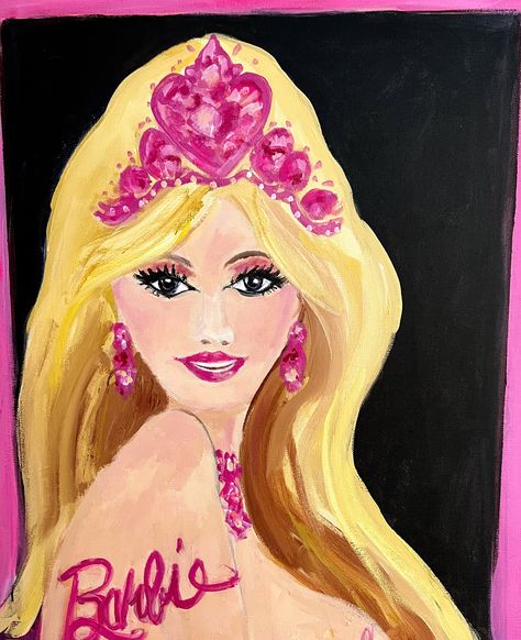 Right in style with this Barbie painting... 18x24 acrylic on wrapped canvas... T-shirts avilable upon rquest... Painting Barbie, Barbie Painting, Girl Painting, Painting Of Girl, Fine Art Portraits, Barbie Girl, Original Fine Art, Artwork For Sale, Figure Painting