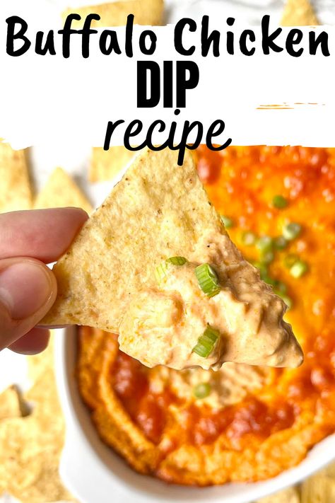 This easy, delicious, and warm rotisserie buffalo chicken dip recipe is the ideal game-day appetizer for the Super Bowl or any occasion. It's made with just a few ingredients, and it's so addictive! Save for later! Oven Buffalo Chicken Dip, Chicken Lip Dip, Rotisserie Buffalo Chicken Dip, Oven Buffalo Chicken, Buffalo Chicken Dip Easy Recipes, Buffalo Dip Recipe, The Best Buffalo Chicken Dip, Baked Buffalo Chicken Dip, Buffalo Chicken Dip Oven