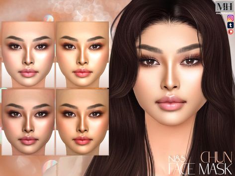 The Sims Resource - Chun Face Mask N85 Sims 4 Skin, Skin Overlay, Sims 4 Wedding Dress, Asian Face, Sims 4 Male Clothes, The Sims 4 Skin, Makeup Cc, Sims 4 Cc Skin, Sims 4 Teen