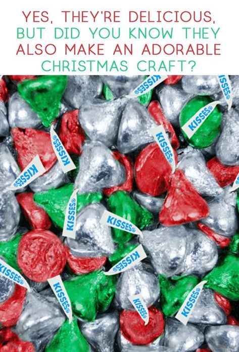 Looking for a christmas craft idea with free printables? This easy diy craft uses hersheys kisses candy and is a great adult craft and kids craft! Hershey Kiss Christmas Crafts, Christmas Candy Gifts, Online Candy Store, Kisses Candy, Hershey's Kisses, 90th Birthday Gifts, Mason Jar Crafts Diy, Kisses Chocolate, Paper Christmas Tree