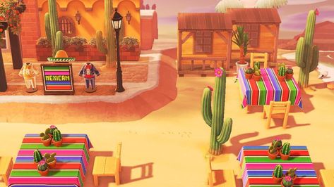 Animal Crossing New Horizons Acnh Mexican Restaurant, Acnh Mexico Design, Mexico Animal Crossing, Mexican Animal Crossing, Animal Crossing Mexican Design, Acnh Mexican Designs, Acnh Pirate, Acnh Summer, Acnh Tropical