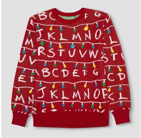 Stranger Things Christmas Sweater, Stranger Things Sweater, Stranger Things Lights, Stranger Things Christmas, Stranger Things Gifts, Red Target, Red Pullover Sweater, Ugly Holiday Sweater, Spelling Bee