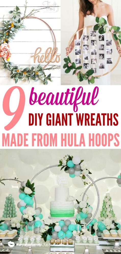 9 Beautiful DIY Giant Wreaths Made With a Cheap Hula Hoop | These 9 DIY Hula Hoop Wreaths are the perfect, eye-catching decoration for any party or event. If you've been wondering how to make a DIY hula hoop wreath, check out some of our favorites for inspiration. These Jumbo wreaths made with hula hoops are the hottest trend right now for weddings and parties! #xokatierosario #diycrafts #diywreaths #diytrends #xokatierosario Diy Hula Hoop, Hoop Wreaths, Backyard Bridal Showers, House Party Decorations, Bridal Shower Decorations Diy, Hula Hoops, Bridal Shower Diy, Do It Yourself Crafts, Floral Hoops