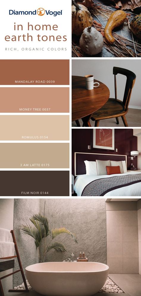 In home earth tones paint color palette | Diamond Vogel Paint Earth Tone Paint Colors, Paint Colors Neutral, Home Earth Tones, Paint Color Palettes, Organic Colors, Fall Is Here, Paint Color, Earth Tones, Paint Colors