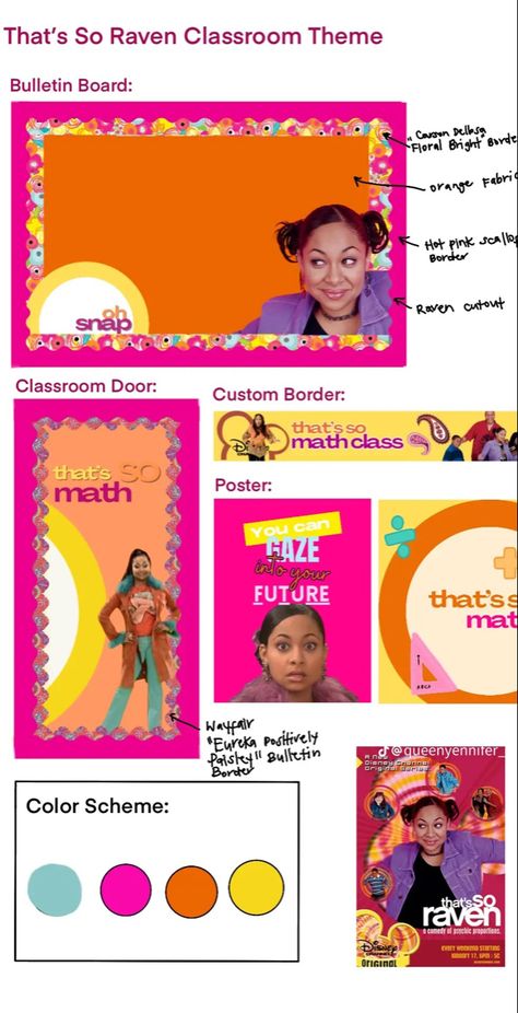 Rugrats Classroom Theme, Nickelodeon Bulletin Board, Pop Culture Bulletin Board Ideas, Nickelodeon Ra Door Decs, Disco Classroom Theme Bulletin Boards, Y2k Birthday Party, Y2k Birthday, So Raven, Classroom 2023