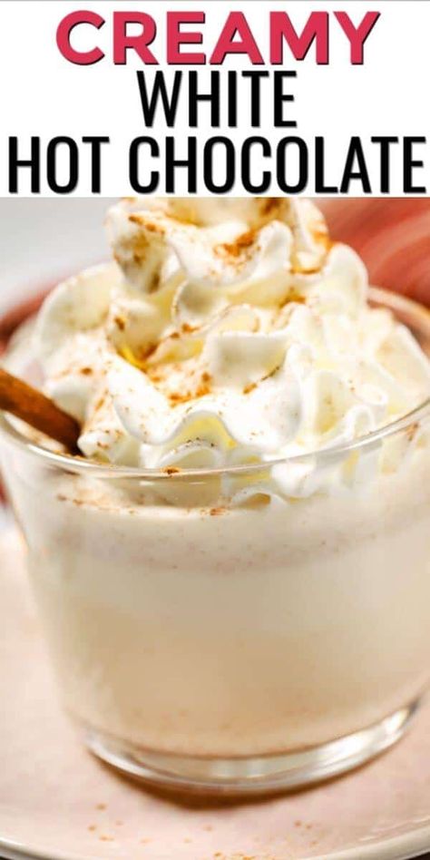 Hot Chocolate With Chocolate Chips, Drinks Chocolate, White Hot Chocolate Recipe, Hot Chocolate Mix Recipe, No Caffeine, Coffee Creamers, Hot Chocolate Milk, Chocolate Ideas, Delicious Slow Cooker Recipes