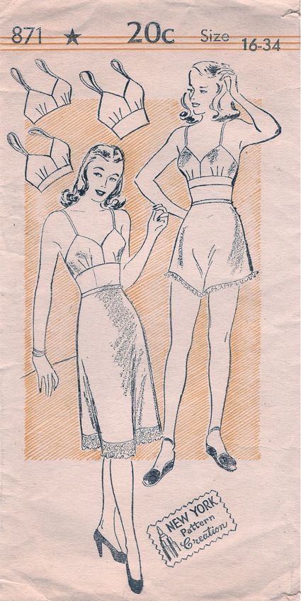 Sewing Darts, Vintage Vogue Sewing Patterns, Lingerie Patterns, Patron Vintage, Tap Pants, Sewing Lingerie, Bra Pattern, 1940s Fashion, Love Sewing