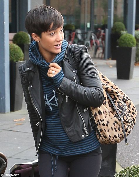 Frankie Bridge steps out in leather jacket as she heads to Strictly #dailymail Frankie Stanford Short Hair, Frankie Sanford, Black Haircut Styles, Stylish Leather Jacket, Beauty Hair Color, Crop Hair, Cut Her Hair, Cute Cuts, Alternative Hair