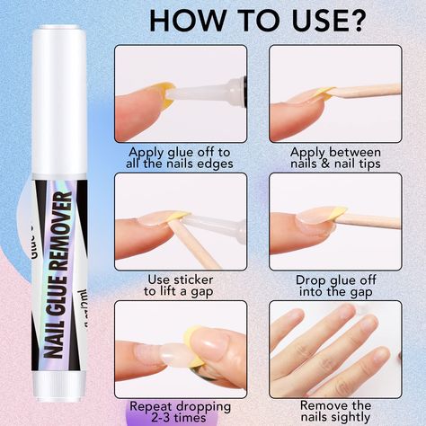 How To Remove Nail Glue From Nails, Nail Glue Remover, Nail Tech Quotes, Tech Quotes, Almond Press On Nails, Flowers Nails, How To Remove Glue, Nails Accessories, Glue Remover