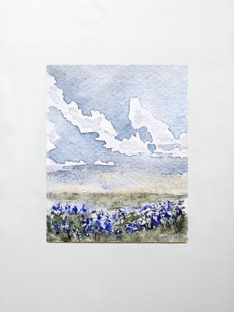 Dawn Landscape Watercolor Painting – Hope Helms Studio Dawn Landscape, Impressionistic Landscape, Watercolor Christmas Cards Diy, Texas Bluebonnets, Art Media, Learn Watercolor, Landscape Watercolor, Watercolor Ideas, Watercolor Landscape Paintings