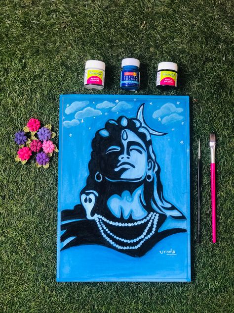 Tried painting Adiyogi for the first time...and happy with the results..yippee❤️ Adiyogi Painting, Painting On Mdf Board, Mdf Board, First Time, It Works, The First, Sketch, Paintings, The Creator