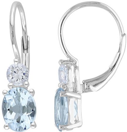 Women's Amour 750084451 White Sapphire Earrings, Feminine Earrings, Blue Topaz Jewelry, Topaz Jewelry, Blue Topaz Earrings, Sterling Silver Drop Earrings, Sky Blue Topaz, Topaz Earrings, Leverback Earrings