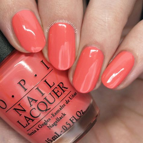 Spring Nail Polish Colors, Coral Nail Polish, Opi Nail Polish Colors, Opi Pink, Opi Nail Colors, Nails Opi, Coral Nails, Nail Colours, Polish Colors