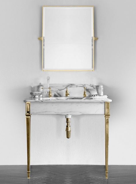 How To Get The Cool-High-End Bathroom For A Lot Less - Laurel Home Metal Vanity Bathroom, Library Bathroom, Soothing Bathroom, Gömda Rum, Fancy Sink, Sink Stand, Sink Legs, Custom Sinks, Console Sink