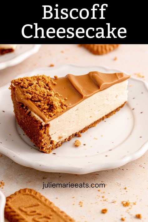 No-Bake Biscoff Cheesecake! This super creamy Biscoff cheesecake is so smooth and covered by melted cookie butter. It has a crunchy Biscoff cookie crust as a delicious base. No Bake Biscoff Cheesecake, No Bake Biscoff, Homemade Cake Mixes, Best Easy Dessert Recipes, Biscoff Cheesecake, Frozen Dessert Recipe, Cookie Butter, Easy Cheesecake Recipes, Easy No Bake