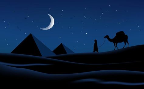 Arabian Desert Aesthetic, Ramadan Wallpaper Hd, Camels Illustration, Arabian Desert, Desert Night, Night Sky Painting, Night Illustration, Arabian Night, Hd Nature Wallpapers