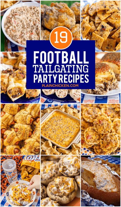 TAILGATING PARTY RECIPES FOR FOOTBALL SEASON Tailgate Dips, Finger Foods Appetizers, Football Tailgate Food, Football Party Foods, Football Snacks, Football Party Food, Plain Chicken, Tailgating Recipes, Food Appetizers