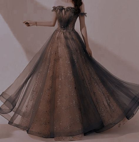 Shimmery Ball Gown, Dark Court Aesthetic, Fairy Tale Ball Gown, Masquerade Ball Gowns Prom, Fantasy Ball Gowns Goddesses, Fae Ballgown, Fantasy Ball Outfits, Ballgown Dresses Princess, Dark Academia Ball Gown