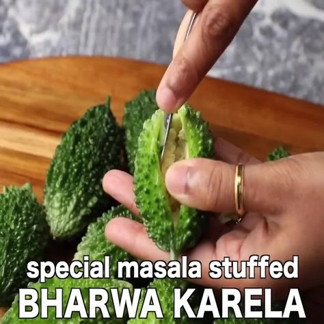 7,521 Likes, 36 Comments - Hebbar's Kitchen (@hebbars.kitchen) on Instagram: “bharwa karela recipe - stuffed karela recipe full recipe: bit.ly/3q5U611 clickable link…” Karela Recipe Indian, Bharwa Karela Recipe, Hebbars Kitchen Recipes, Karela Recipe, Hebbars Kitchen, Momordica Charantia, Hebbar's Kitchen, Indian Rice Recipes, Roti Recipe