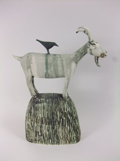 Anna Noel : Goat and Bird Coil Pottery, Goat Art, Contemporary Pottery, Clay Animals, Ceramics Pottery Art, Ceramic Animals, Pottery Sculpture, Ceramics Ideas Pottery, Amazing Art Painting