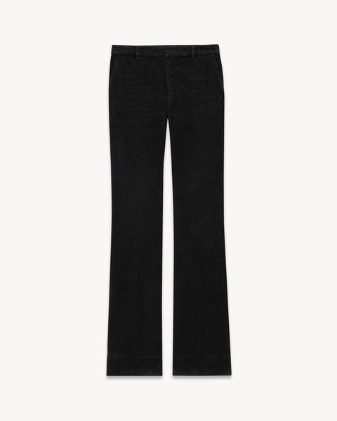 Bootcut pants in corduroy | Saint Laurent | YSL.com Bootcut Pants, The Saint, Denim Collection, Saint Laurent, Ready To Wear, Online Store, Pants, How To Wear, Black