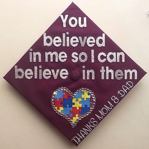 #autismteacher #autismawareness #lightitblue #specialeducation #spedteacher #weteachsped #gradcap #collegegraduation #college #graduation #signs Sped Graduation Cap, Aba Cap Decoration, Special Education Caps Graduation, Masters Graduation Cap Aba, Special Education Teacher Graduation Cap, Bcba Graduation Cap, Aba Graduation Cap, College Graduation Signs, Slp Graduation Cap