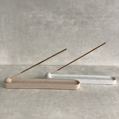 Our Jesmonite Incense holder are simple yet stylish.  Dimensions: Length 23cm Width 3.5cm Ceramic Incense Holder Diy, Terracotta Incense Holder, Clay Inscent Holder, Inscene Holder Clay, Pottery Incense Burner, Incense Holder Pottery, Insence Holder Ideas, Insence Holder Ideas Clay, Clay Incense Holder Diy